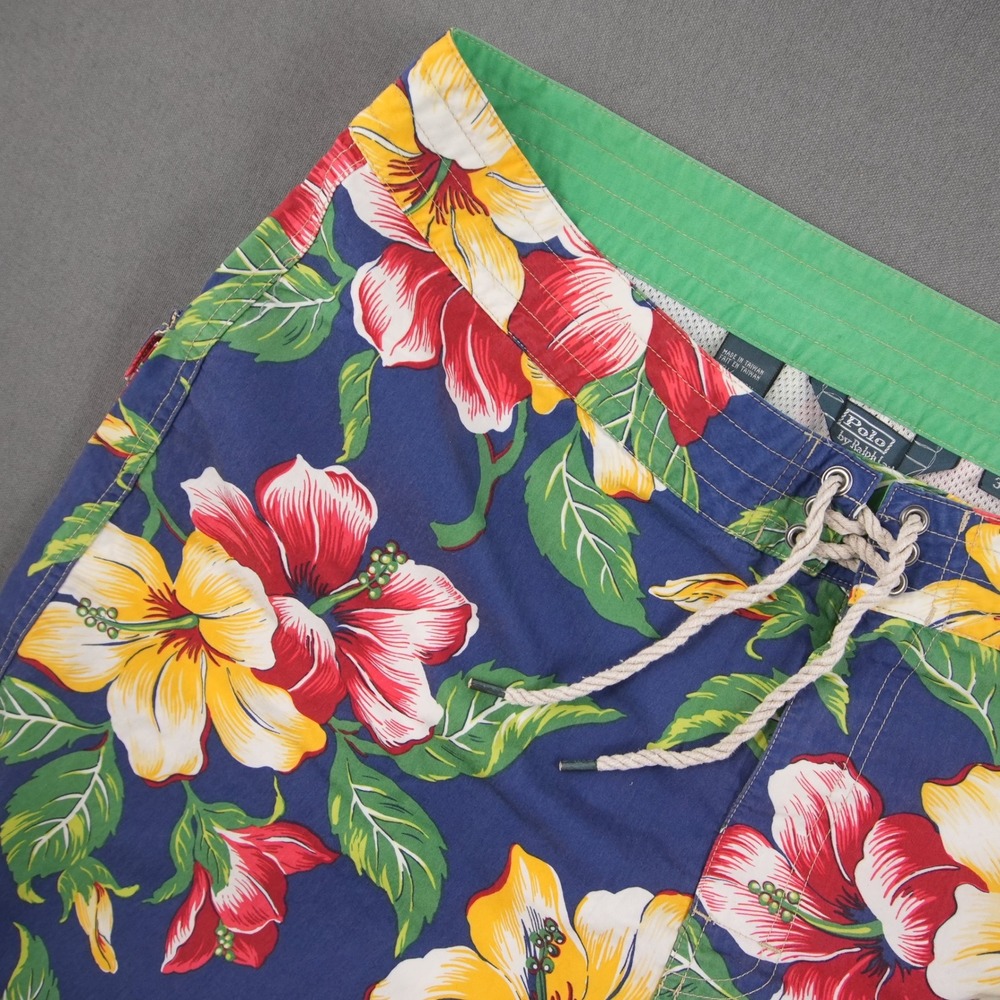 Vintage Retro Polo Ralph Lauren Floral Mens Swim Trunks Board Shorts Hibiscus 38